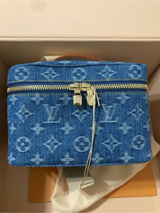 Louis Vuitton Handbags - Louis Vuitton Denim Monogram Cosmetic Case in Blue with Gold Hardware